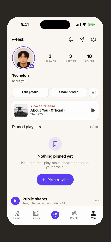A Museaic profile in light mode